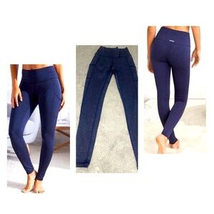 Aerie Chill Play Move Small Long Free Balanced Leggings Blue with Pockets NWOT